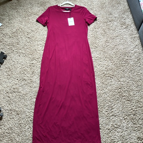 Theory, Electric Pink, Travel Short Sleeve Jersey Maxi Dress, Size S - Picture 2 of 8